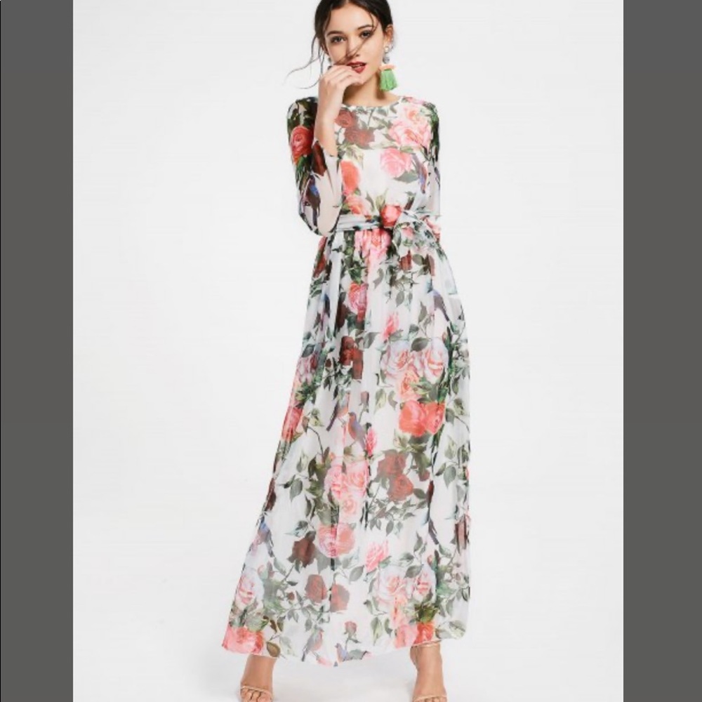 Floral Long Sleeve Maxi Dress